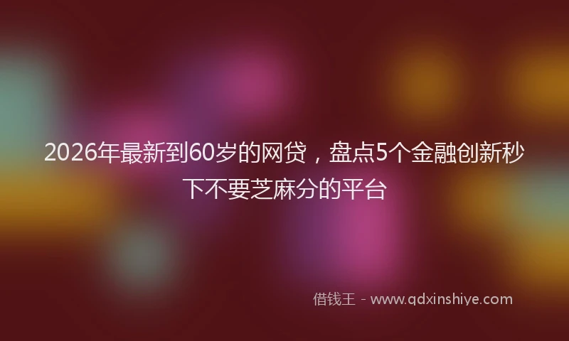 2026年最新到60岁的网贷,盘点5个金融创新秒下不要芝麻分的平台