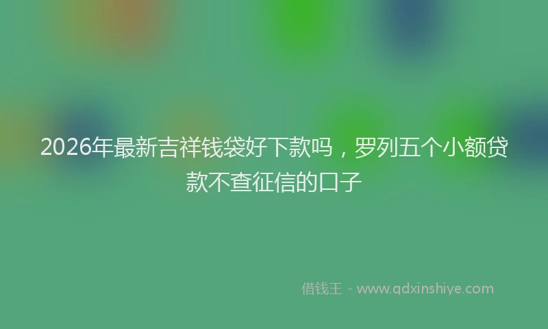 2026年最新吉祥钱袋好下款吗,罗列五个小额贷款不查征信的口子