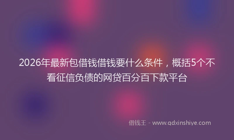 2026年最新包借钱借钱要什么条件,概括5个不看征信负债的网贷百分百下款平台