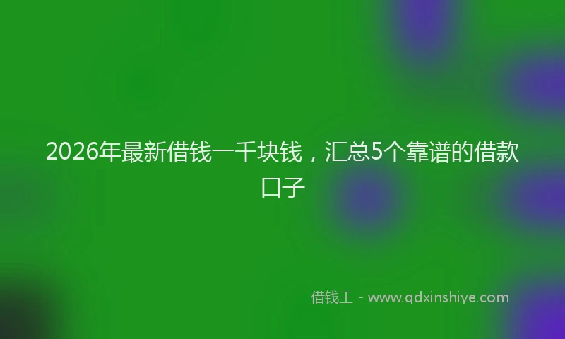 2026年最新借钱一千块钱,汇总5个靠谱的借款口子