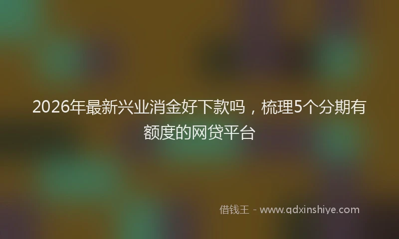 2026年最新兴业消金好下款吗，梳理5个分期有额度的网贷平台