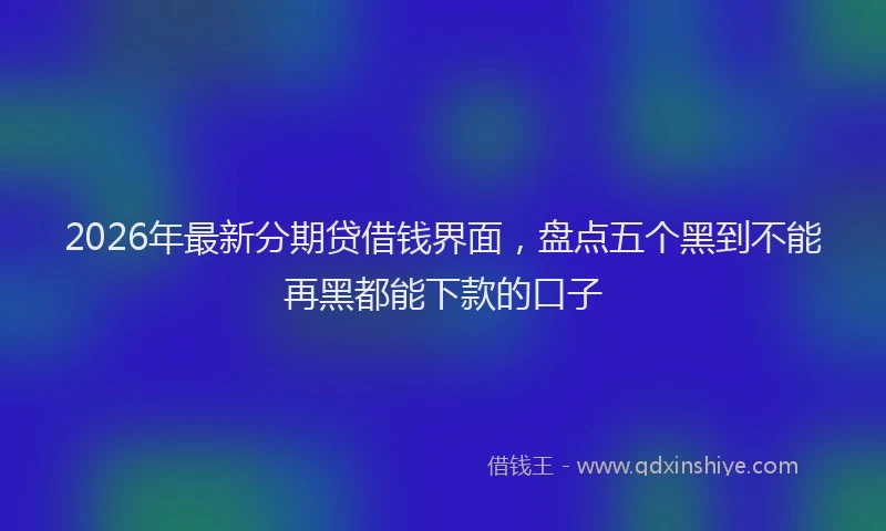2026年最新分期贷借钱界面，盘点五个黑到不能再黑都能下款的口子