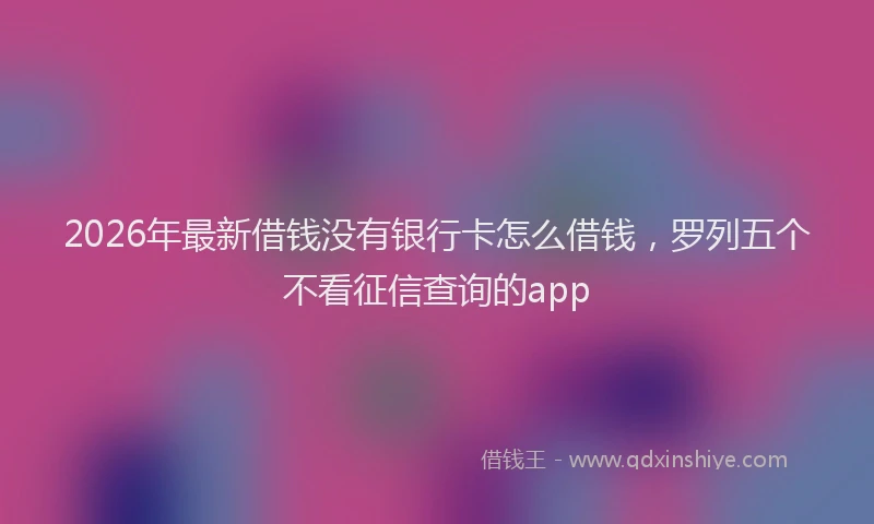 2026年最新借钱没有银行卡怎么借钱，罗列五个不看征信查询的app