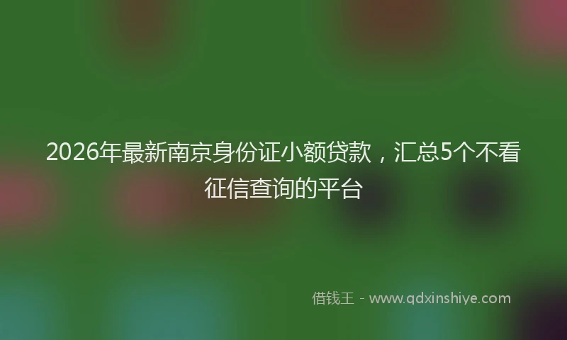 2026年最新南京身份证小额贷款，汇总5个不看征信查询的平台