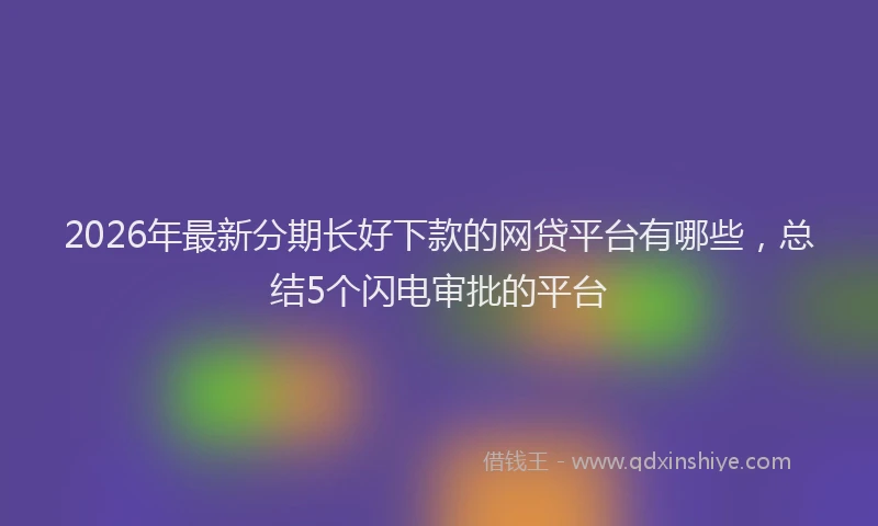 2026年最新分期长好下款的网贷平台有哪些，总结5个闪电审批的平台