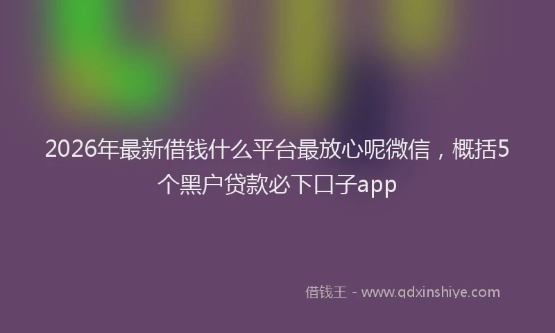 2026年最新借钱什么平台最放心呢微信，概括5个黑户贷款必下口子app