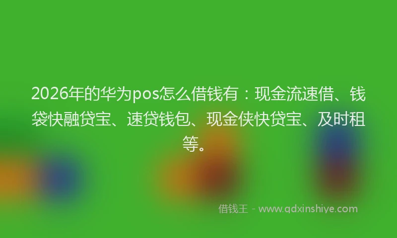 2026年的华为pos怎么借钱有：现金流速借、钱袋快融贷宝、速贷钱包、现金侠快贷宝、及时租等。