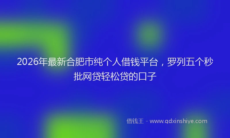 2026年最新合肥市纯个人借钱平台,罗列五个秒批网贷轻松贷的口子
