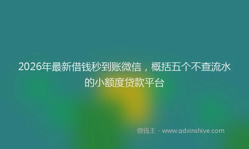 2026年最新借钱秒到账微信，概括五个不查流水的小额度贷款平台