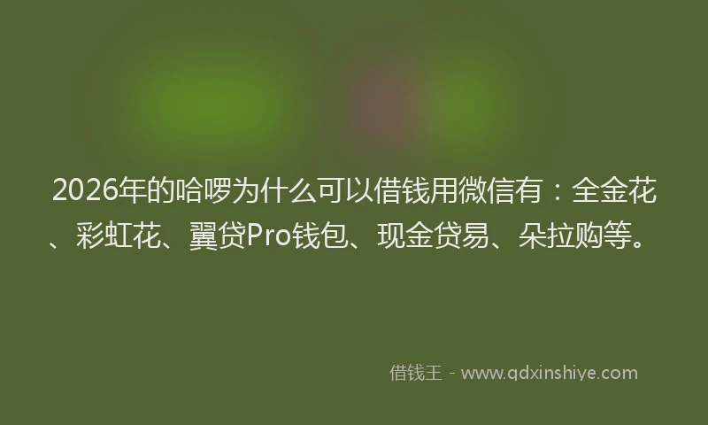 2026年的哈啰为什么可以借钱用微信有:全金花、彩虹花、翼贷Pro钱包、现金贷易、朵拉购等。