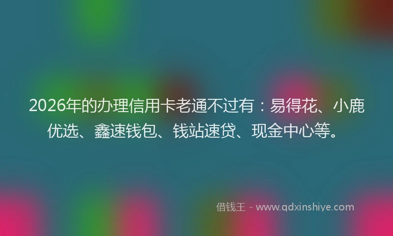 2026年的办理信用卡老通不过有：易得花、小鹿优选、鑫速钱包、钱站速贷、现金中心等。