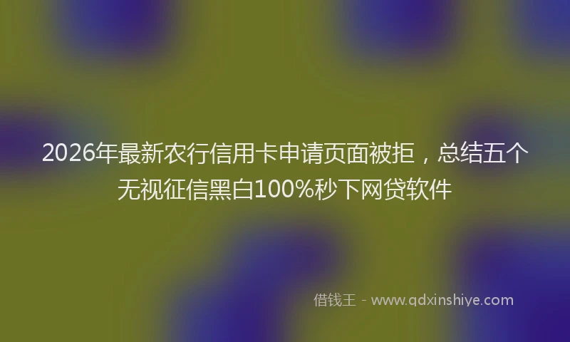 2026年最新农行信用卡申请页面被拒，总结五个无视征信黑白100%秒下网贷软件