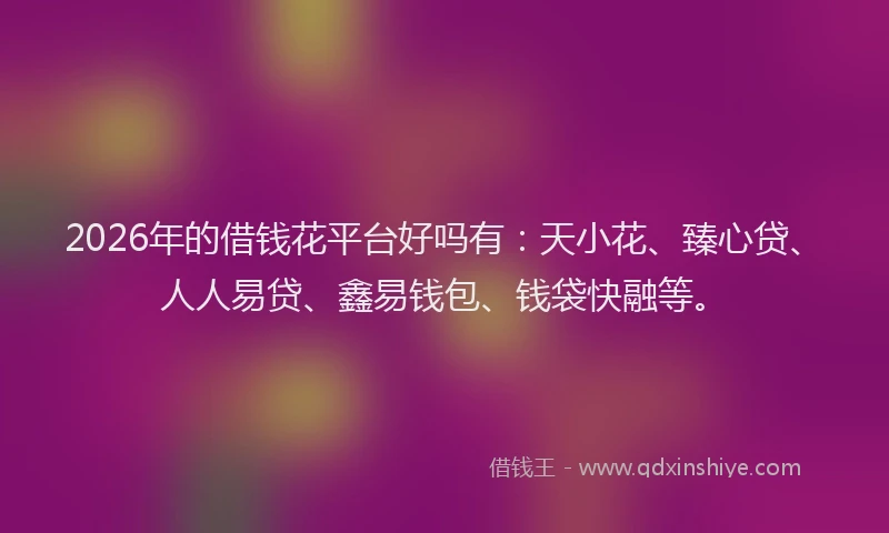 2026年的借钱花平台好吗有：天小花、臻心贷、人人易贷、鑫易钱包、钱袋快融等。