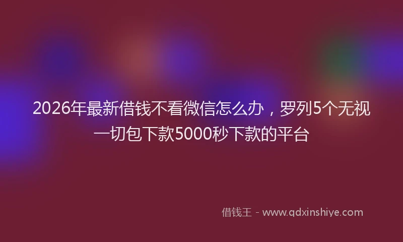 2026年最新借钱不看微信怎么办，罗列5个无视一切包下款5000秒下款的平台