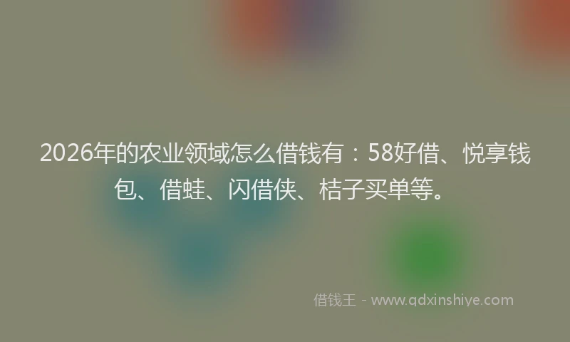 2026年的农业领域怎么借钱有：58好借、悦享钱包、借蛙、闪借侠、桔子买单等。