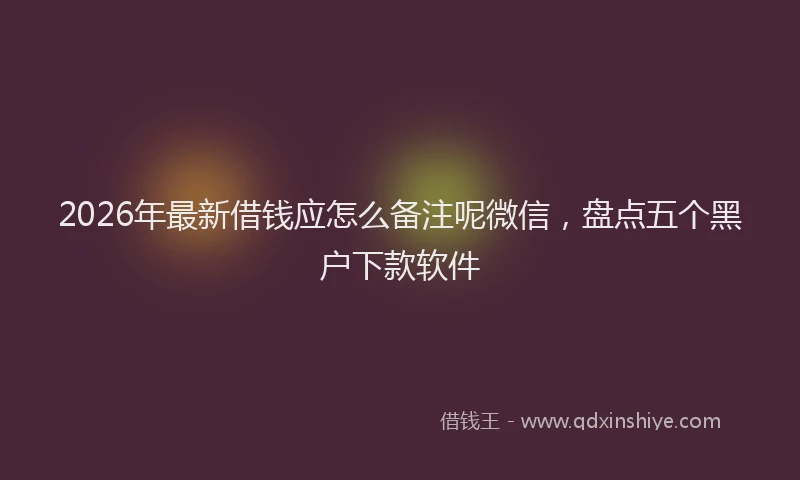 2026年最新借钱应怎么备注呢微信,盘点五个黑户下款软件