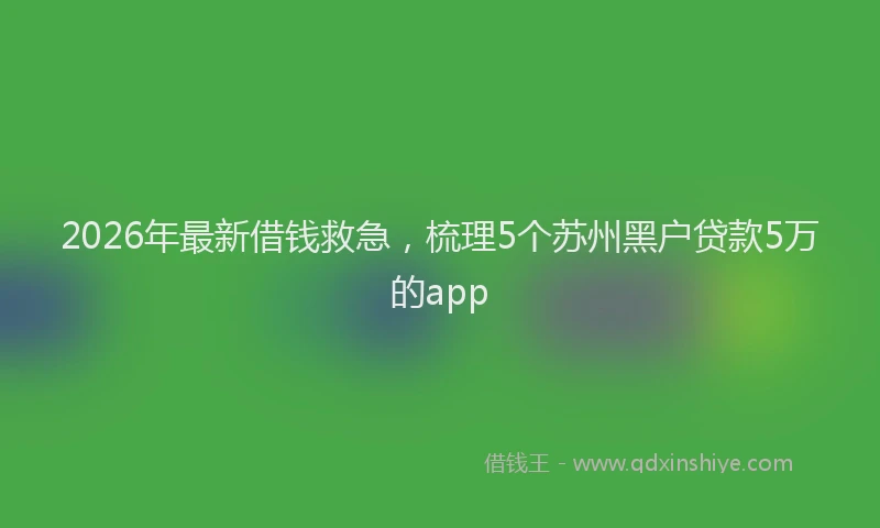 2026年最新借钱救急，梳理5个苏州黑户贷款5万的app