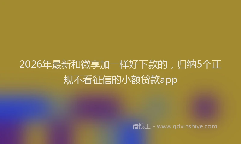 2026年最新和微享加一样好下款的,归纳5个正规不看征信的小额贷款app