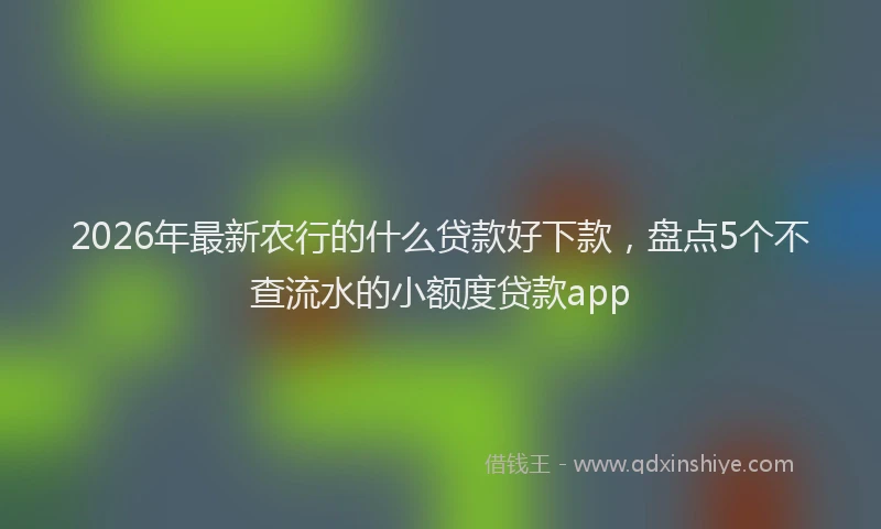 2026年最新农行的什么贷款好下款，盘点5个不查流水的小额度贷款app