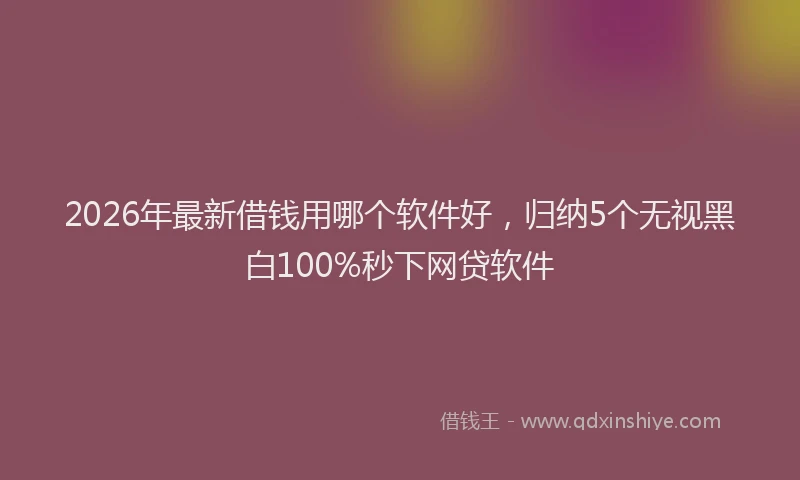 2026年最新借钱用哪个软件好,归纳5个无视黑白100%秒下网贷软件