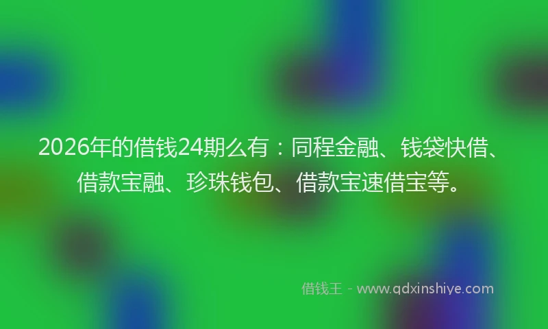 2026年的借钱24期么有:同程金融、钱袋快借、借款宝融、珍珠钱包、借款宝速借宝等。