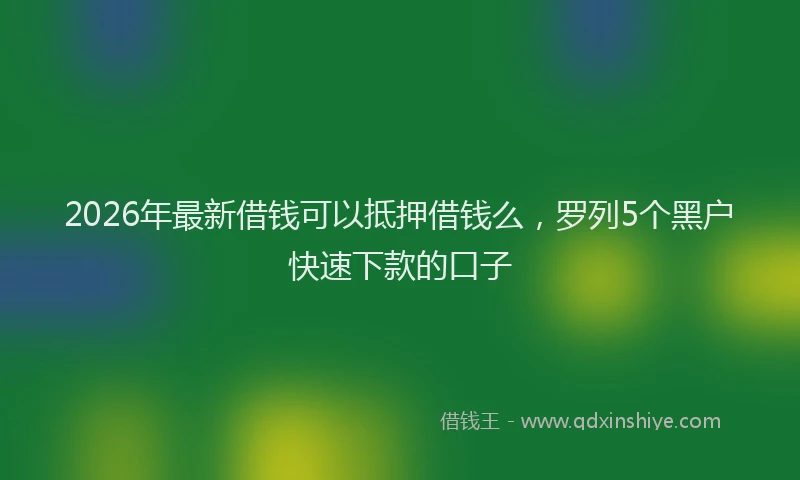 2026年最新借钱可以抵押借钱么，罗列5个黑户快速下款的口子