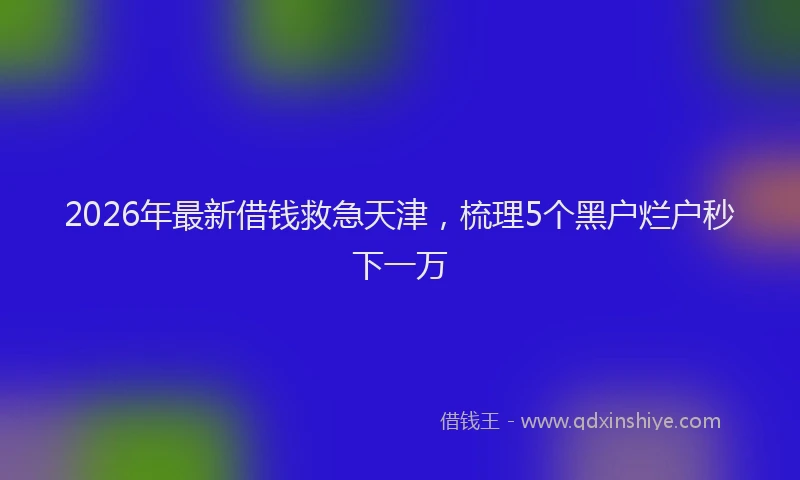2026年最新借钱救急天津,梳理5个黑户烂户秒下一万