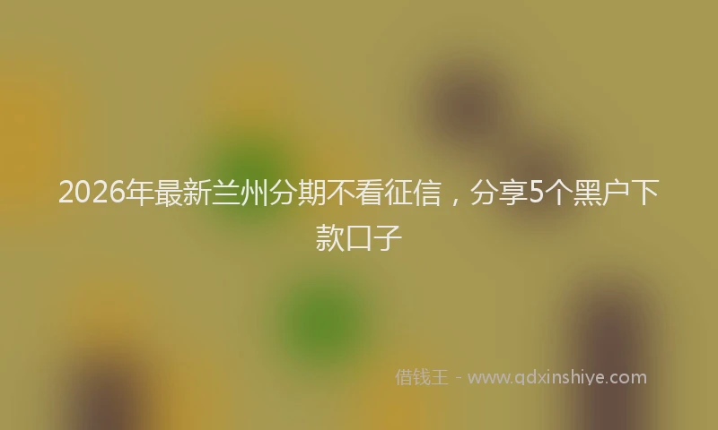 2026年最新兰州分期不看征信，分享5个黑户下款口子