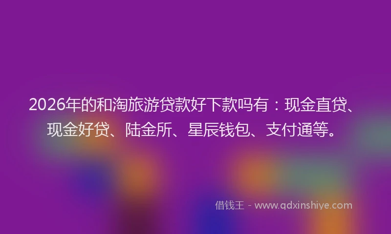 2026年的和淘旅游贷款好下款吗有：现金直贷、现金好贷、陆金所、星辰钱包、支付通等。