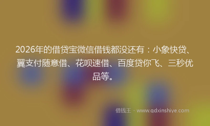 2026年的借贷宝微信借钱都没还有：小象快贷、翼支付随意借、花呗速借、百度贷你飞、三秒优品等。