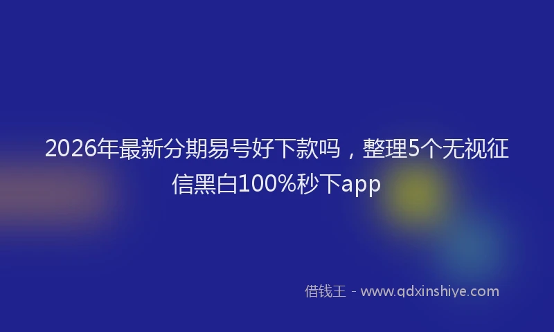 2026年最新分期易号好下款吗,整理5个无视征信黑白100%秒下app