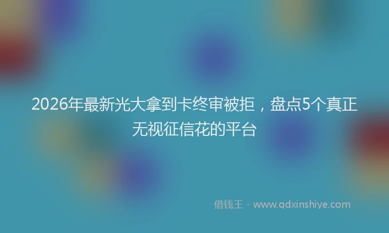 2026年最新光大拿到卡终审被拒，盘点5个真正无视征信花的平台