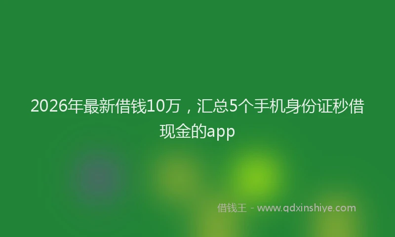 2026年最新借钱10万，汇总5个手机身份证秒借现金的app