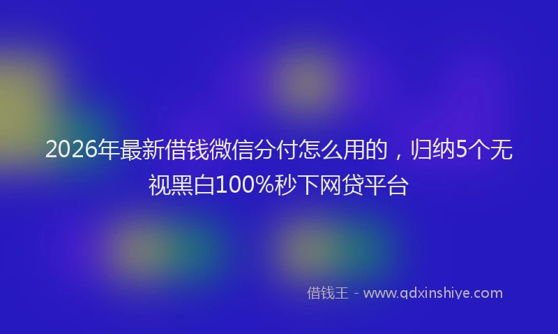 2026年最新借钱微信分付怎么用的,归纳5个无视黑白100%秒下网贷平台