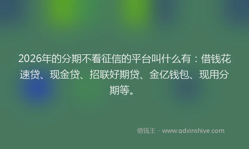 2026年的分期不看征信的平台叫什么有：借钱花速贷、现金贷、招联好期贷、金亿钱包、现用分期等。