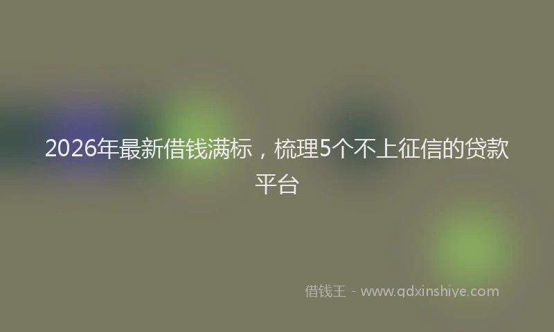 2026年最新借钱满标,梳理5个不上征信的贷款平台