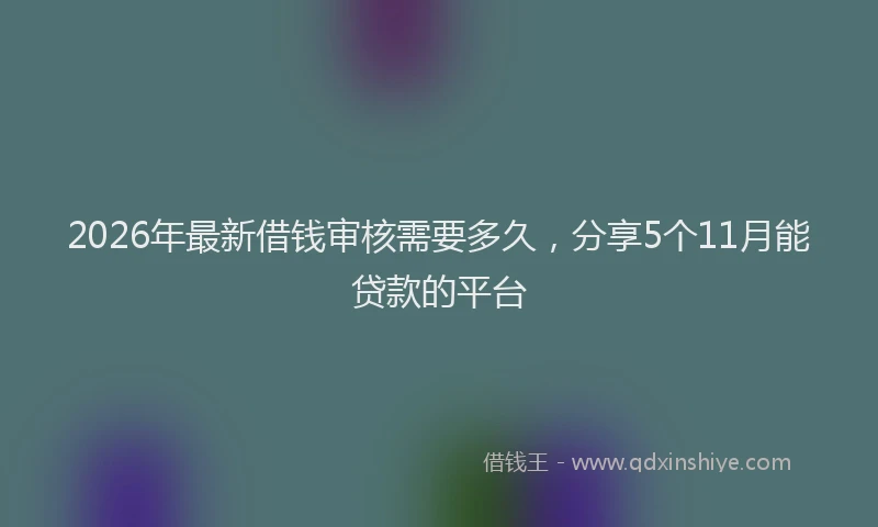 2026年最新借钱审核需要多久,分享5个11月能贷款的平台