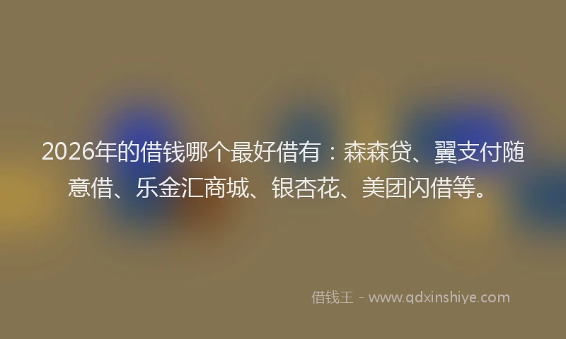 2026年的借钱哪个最好借有:森森贷、翼支付随意借、乐金汇商城、银杏花、美团闪借等。