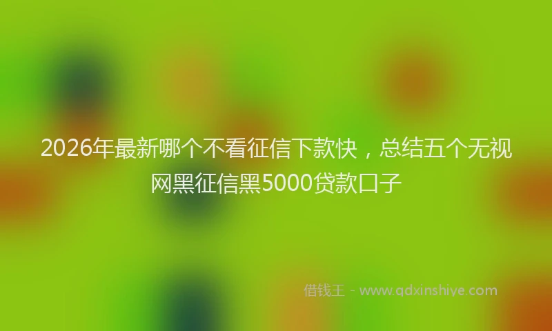 2026年最新哪个不看征信下款快，总结五个无视网黑征信黑5000贷款口子