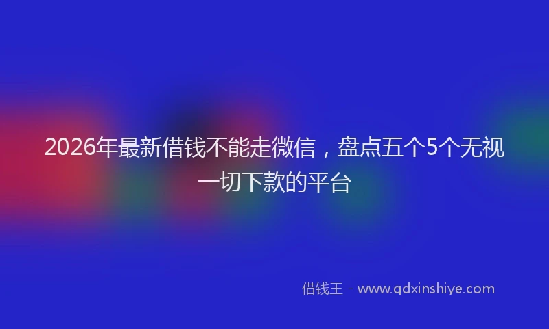 2026年最新借钱不能走微信，盘点五个5个无视一切下款的平台