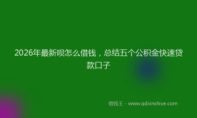 2026年最新呗怎么借钱,总结五个公积金快速贷款口子