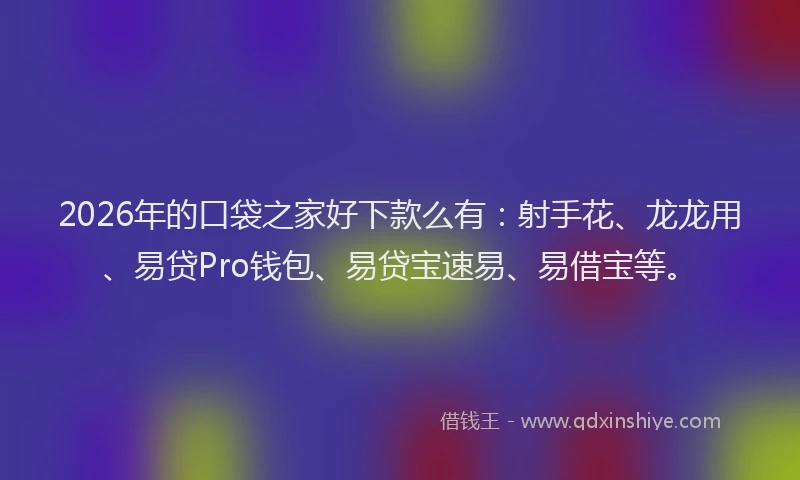 2026年的口袋之家好下款么有:射手花、龙龙用、易贷Pro钱包、易贷宝速易、易借宝等。