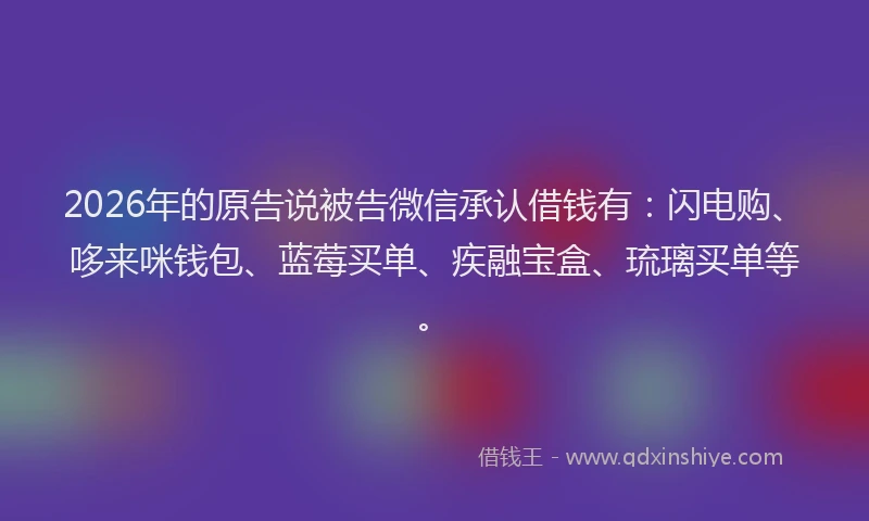 2026年的原告说被告微信承认借钱有：闪电购、哆来咪钱包、蓝莓买单、疾融宝盒、琉璃买单等。