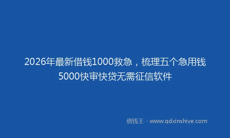 2026年最新借钱1000救急，梳理五个急用钱5000快审快贷无需征信软件