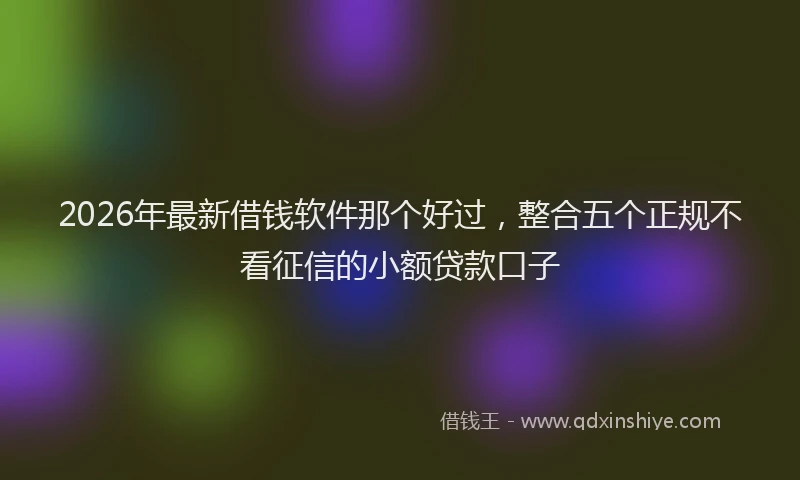 2026年最新借钱软件那个好过，整合五个正规不看征信的小额贷款口子