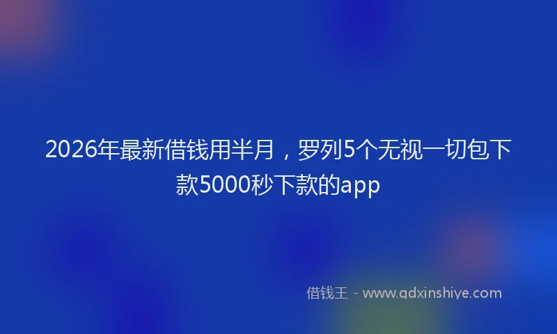 2026年最新借钱用半月,罗列5个无视一切包下款5000秒下款的app