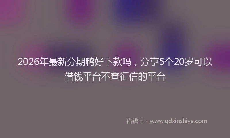 2026年最新分期鸭好下款吗,分享5个20岁可以借钱平台不查征信的平台