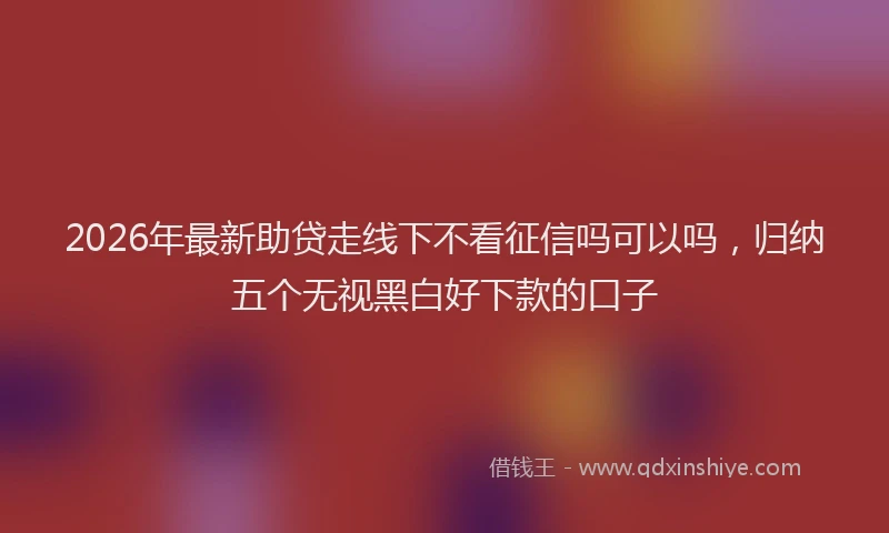2026年最新助贷走线下不看征信吗可以吗,归纳五个无视黑白好下款的口子