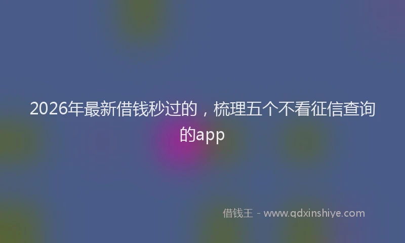 2026年最新借钱秒过的，梳理五个不看征信查询的app