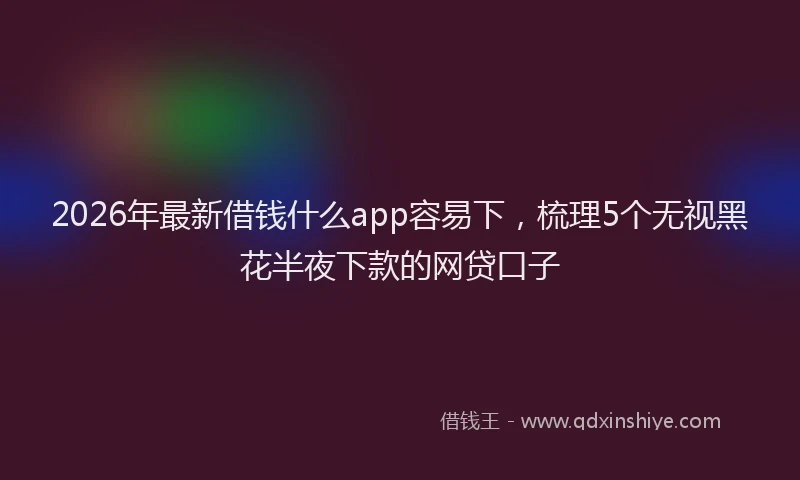 2026年最新借钱什么app容易下，梳理5个无视黑花半夜下款的网贷口子